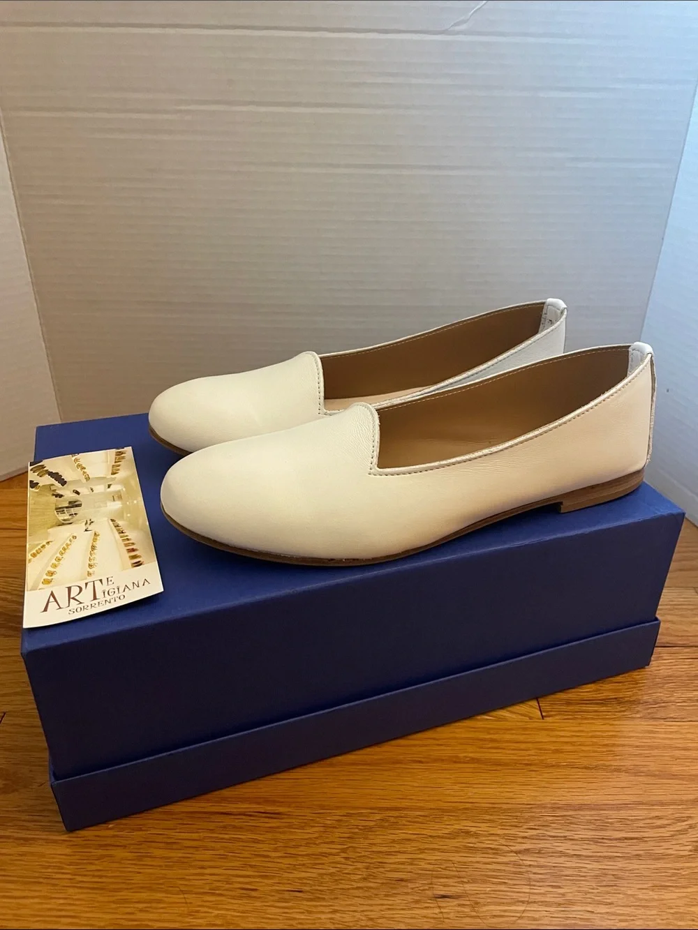 White Leather Slip-On Flats